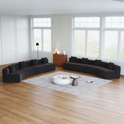 Canapé modulaire courbé modulaire avec 4 coussins et siège pour piano
