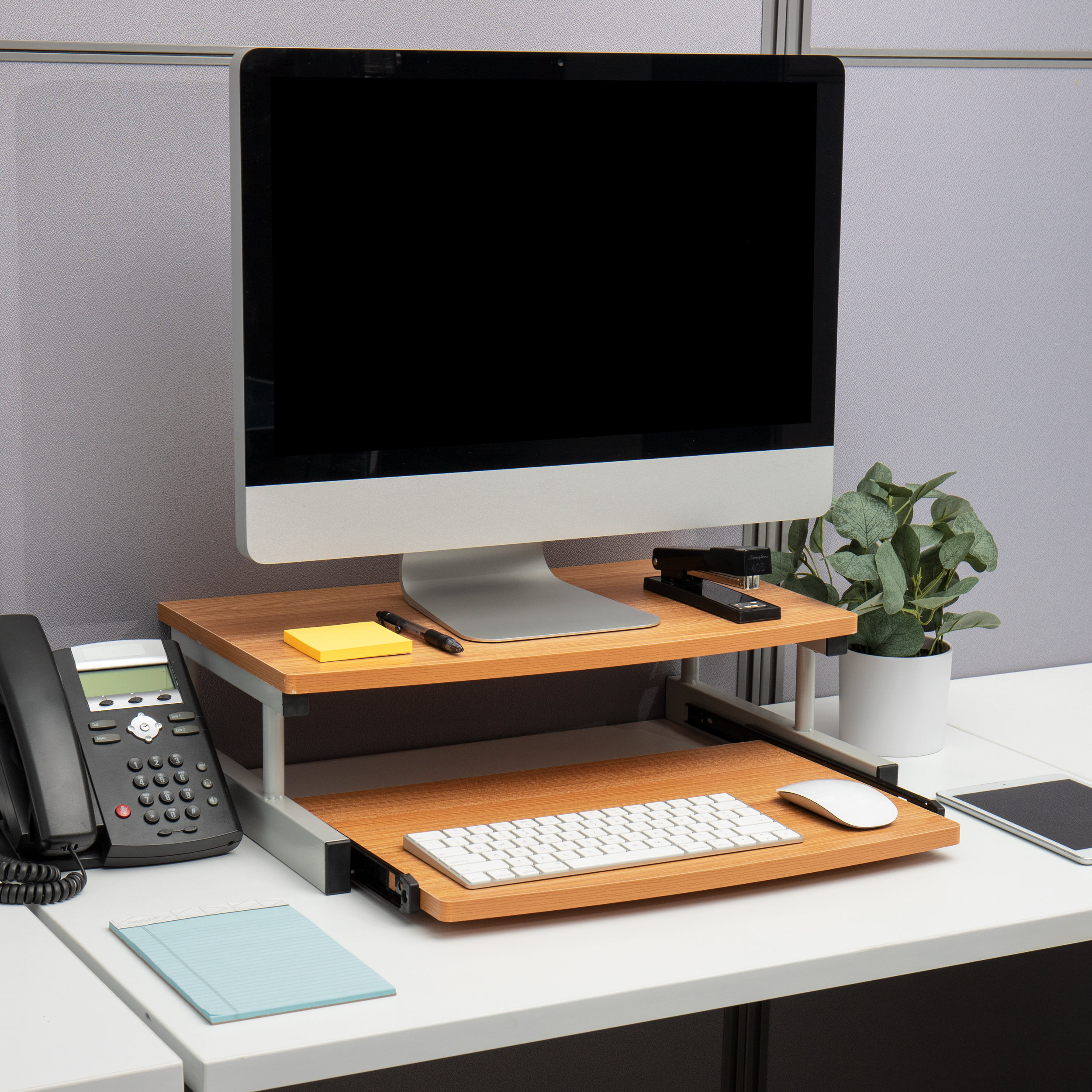 Inbox Zero Monitor Stand, Sliding Keyboard Drawer, Laptop, Riser ...
