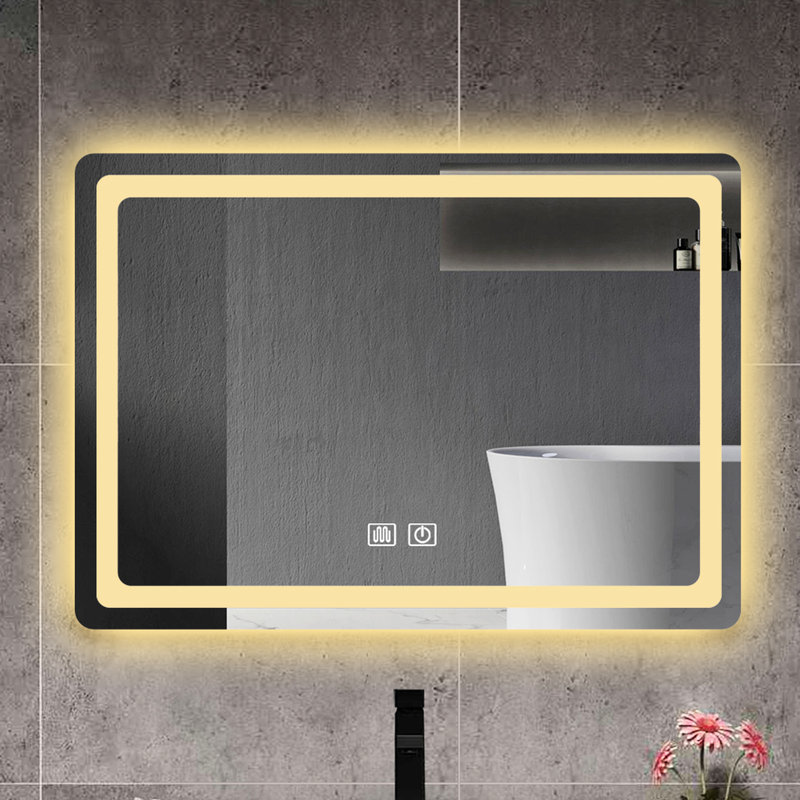 Miroir lumineux de salle de bain - performance de brouillard, revêtement en aluminium, stabilité à long terme 23,62 po Fonction longue durée, caractéristique énergétique, fixation libre