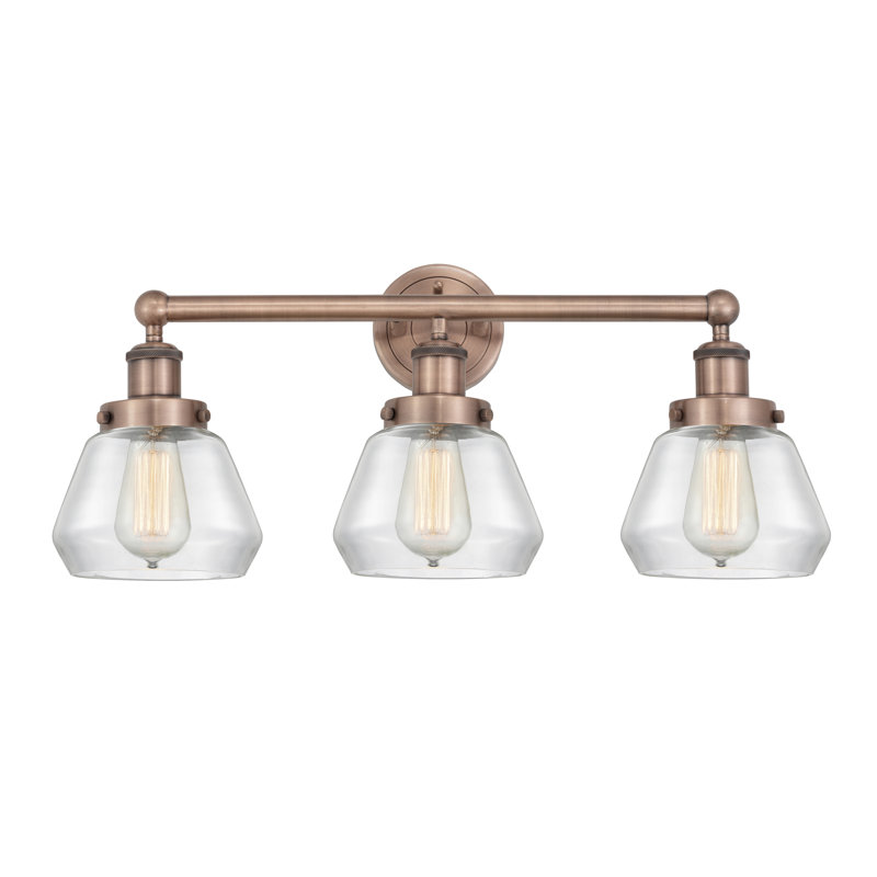 Éclairage de salle de bain à 3 lumières à intensité variable Rivka, Transparent, Cuivre antique