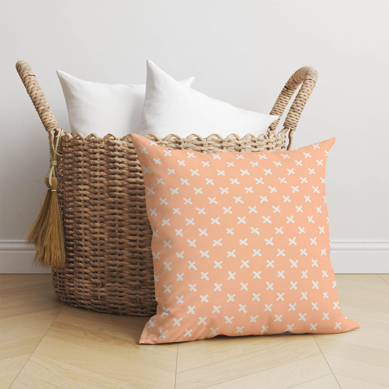 Criss Cross Peach Throw Pillow, 20"H x 20"W