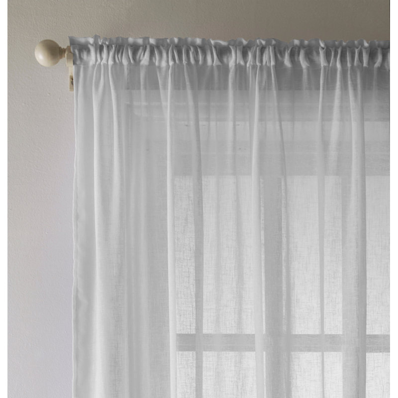 Roehit Sheer Curtain Pair, Silver, 140cm Width x 122cm Drop