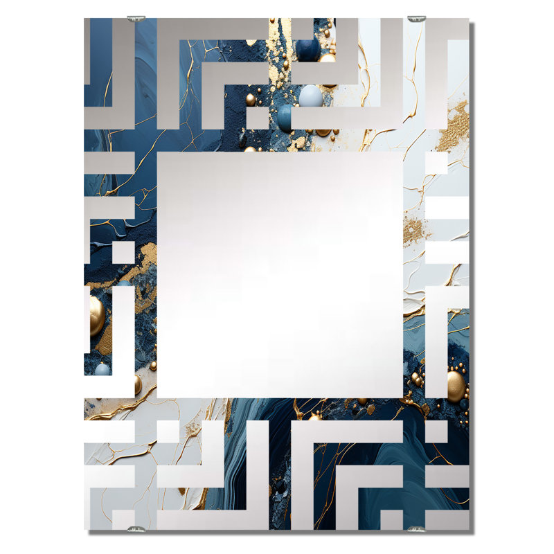 Damishia - Grand miroir mural à encre liquide abstrait, 40 po x 30 po