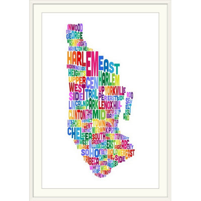 Francy " Manhattan New York Typography Text Map, White Background " by Michael Tompsett