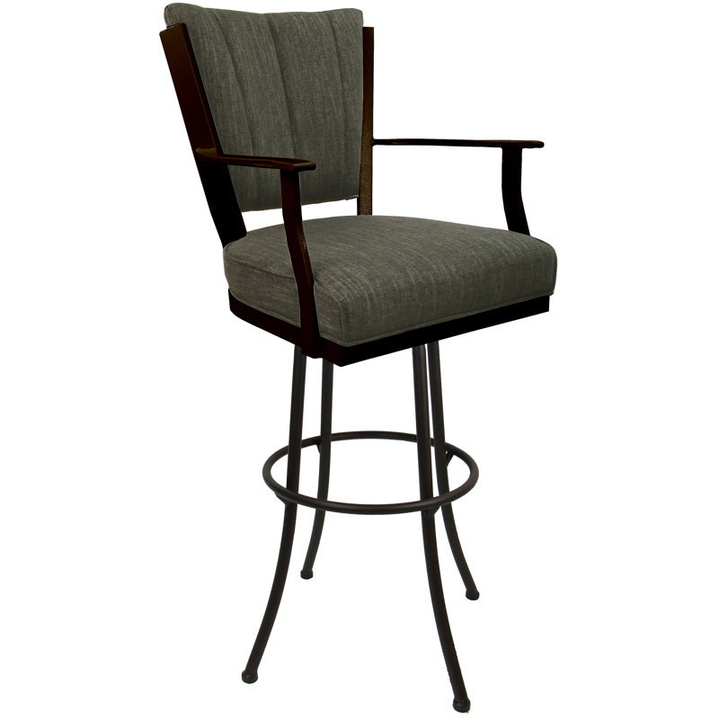 Très grand tabouret pivotant en métal Varges, Brun Sanora, Brun