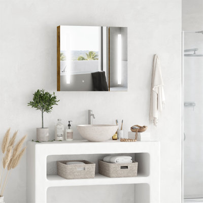 Armoire à pharmacie murale polyvalente avec miroir, lumières DEL et tablettes réglables pour le rangement et l'organisation de la salle de bain.