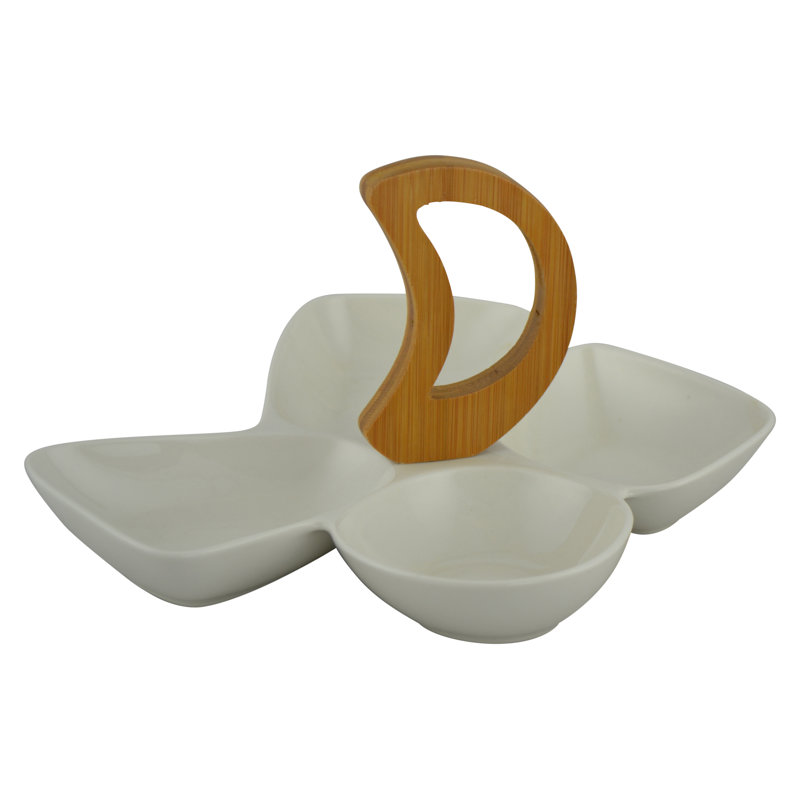 Gottschalk 4 Section Condiment Server with Bamboo Handle