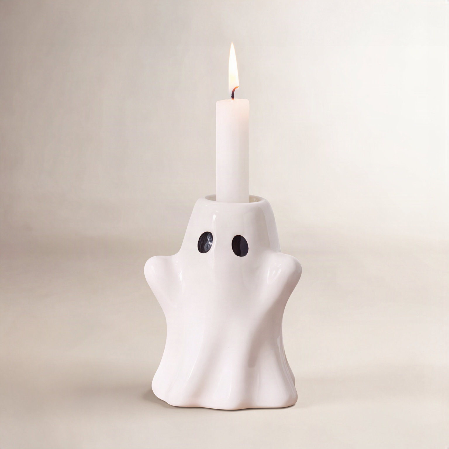 Ghost Taper Candle Holder White Ceramic Everyday