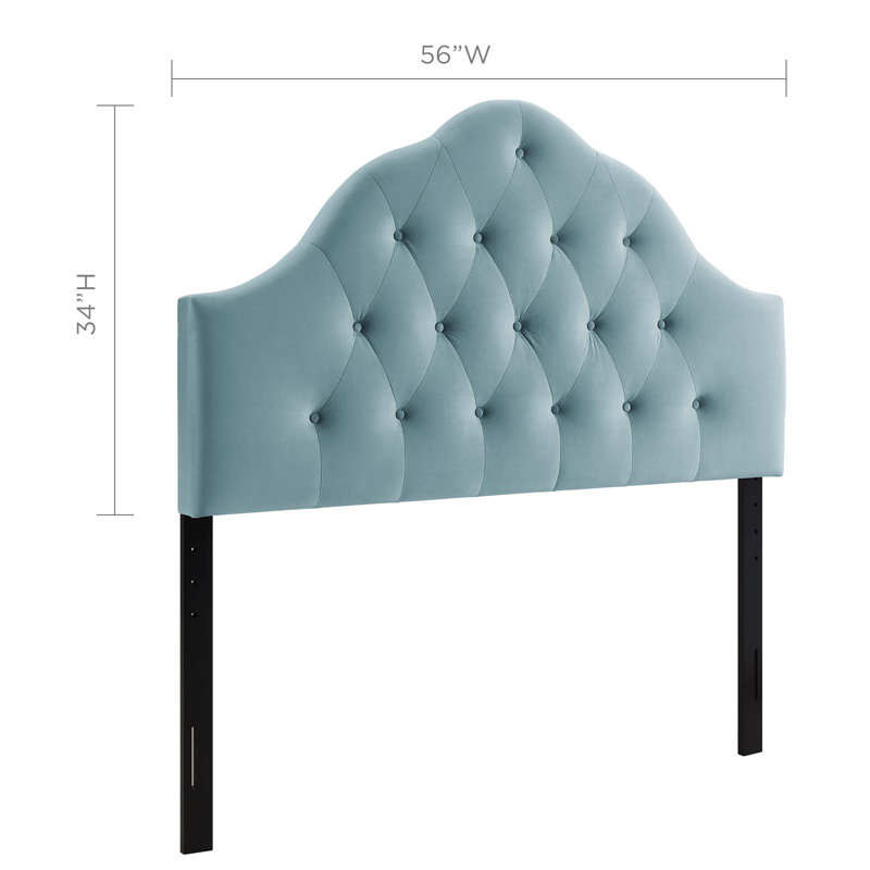 Tête de lit performance en velours capitonné Sovereign de Modway, Bleu clair, Double
