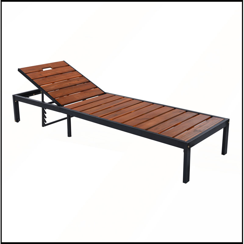 Chaises longues d'extérieur avec dossier réglable pour patio, bord de piscine ou plage, Noir / brun