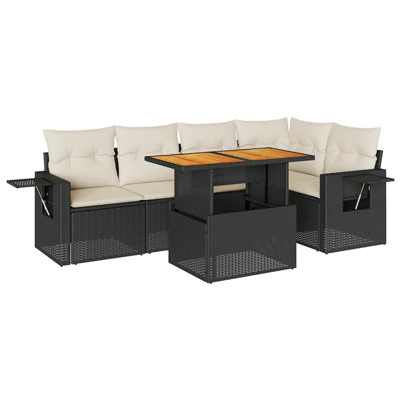Ensemble de canapé de jardin Vidaxl noir, blanc crème