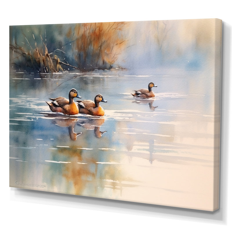 Ducks In Pond VI, reproduction d'art sur toile, H 12 po x l 20 po x P 1 po, Toile tendue