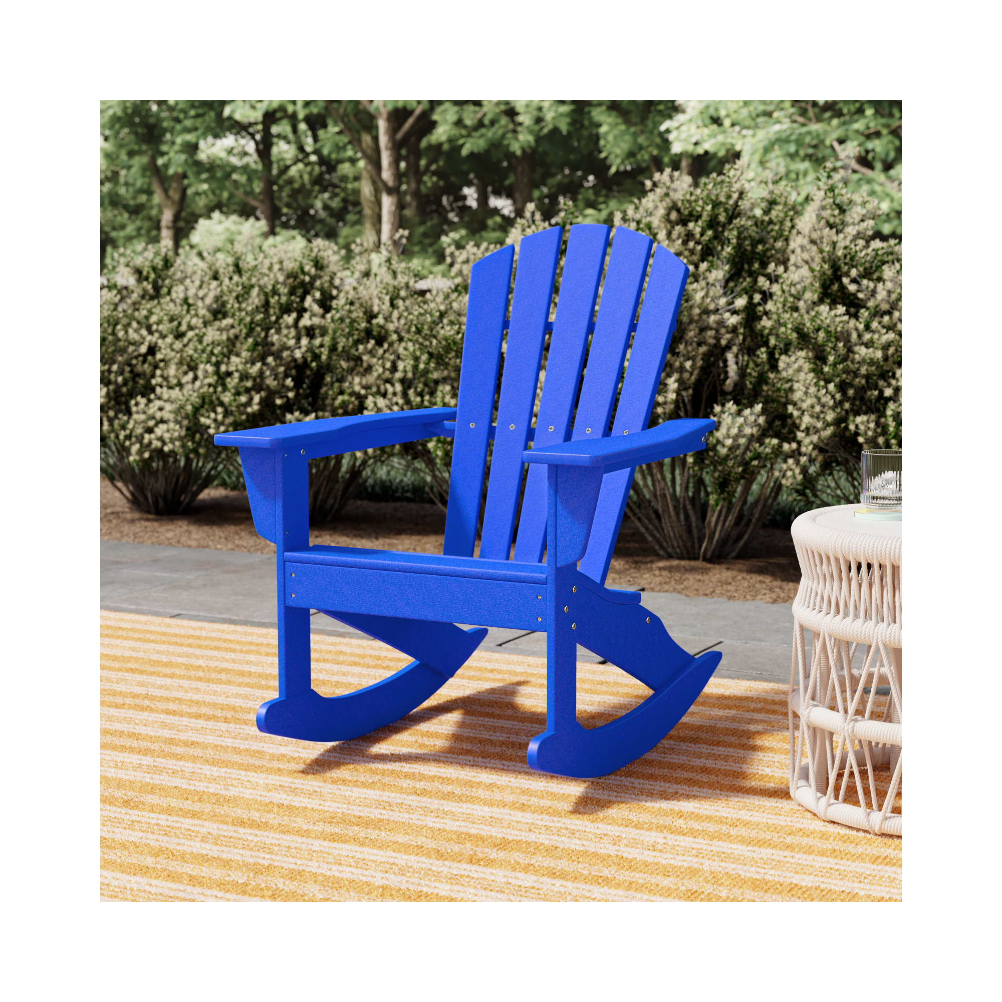 POLYWOOD Palm Coast Adirondack Rocking Chair, Pacific Blue