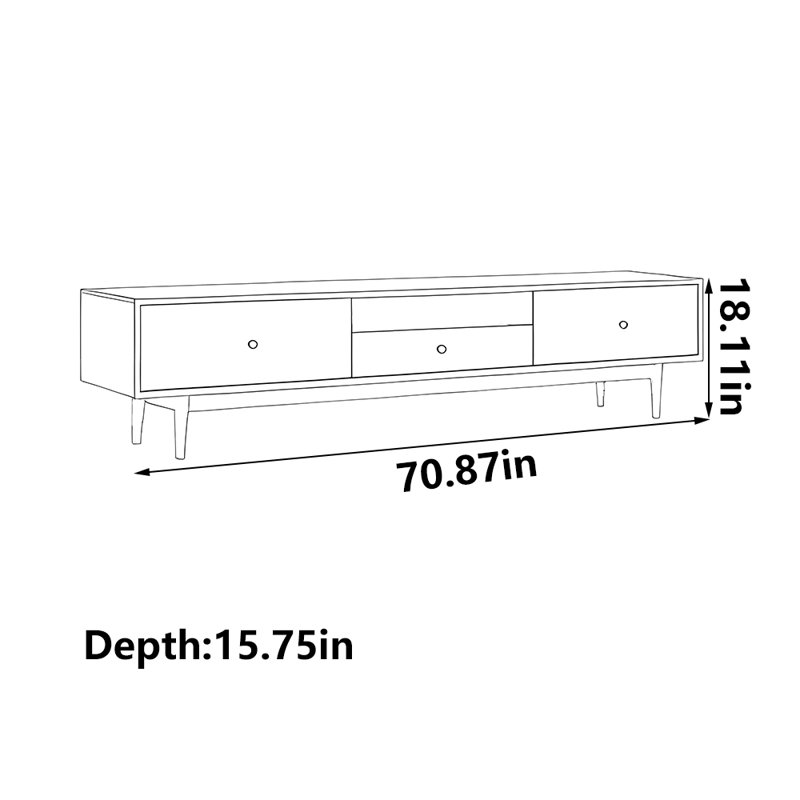 Meuble télé rétro en noyer noir, 70.87"
