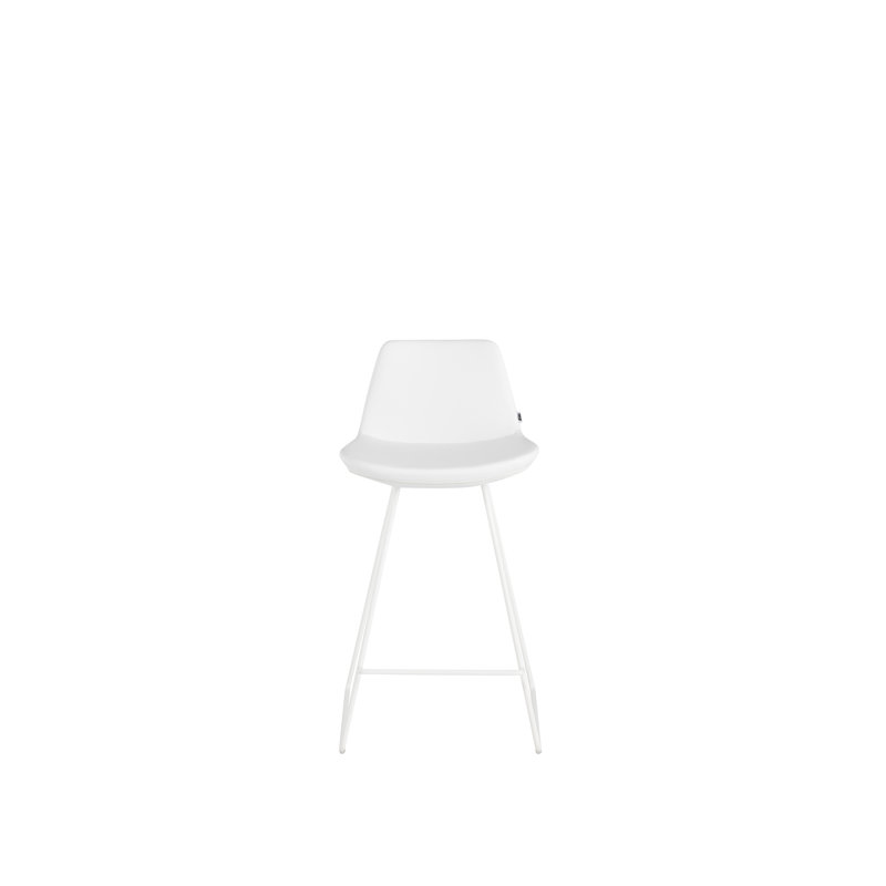 Upholstered Counter Stool with Metal Frame, White Eco Leather, White, Counter Stool (24" Seat Height)