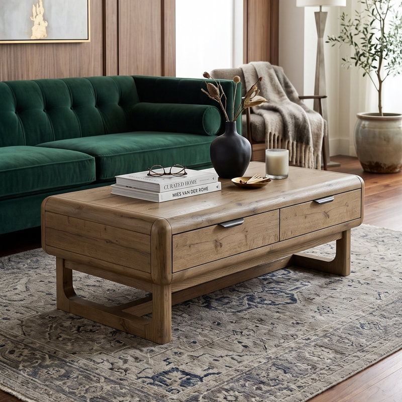 Shortwood 52"W 2-Drawer Wood Coffee Table