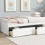 Lit simple en bois d'hévéa massif avec 2 tiroirs de rangement - Meuble pour enfants et chambre d'amis peu encombrant, blanc-495759198