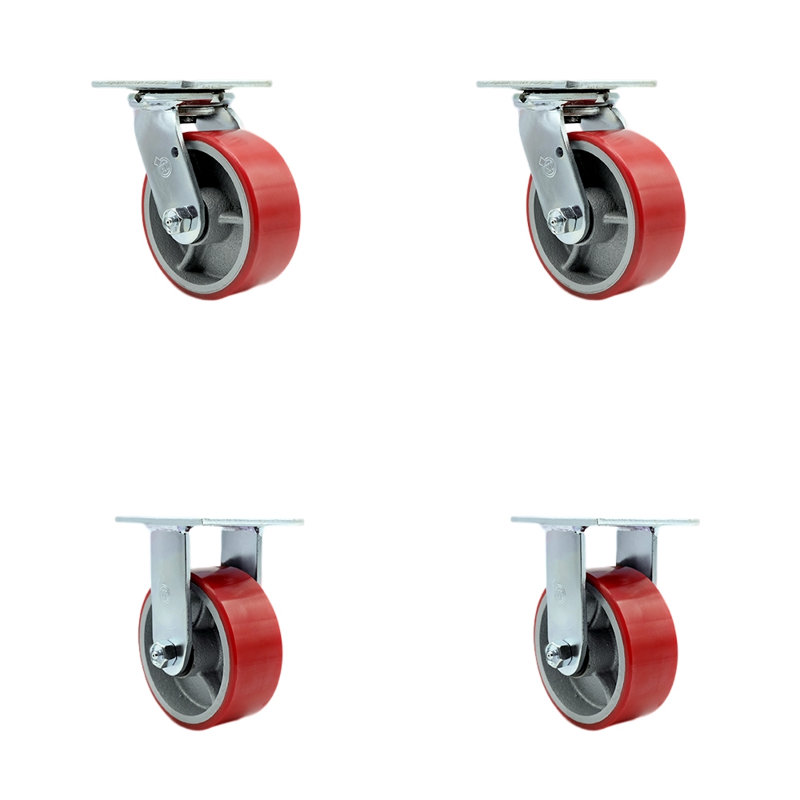 Ensemble de roulettes en poly 4 pièces avec roulement à billes 2 verrous pivotants 2 rigides