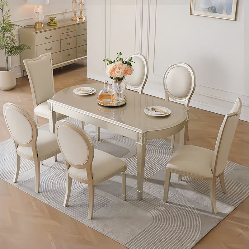 Luxury Rectangular Solid Wood Dining Table Sets, 30.7"H x 63"L x 35.4"W