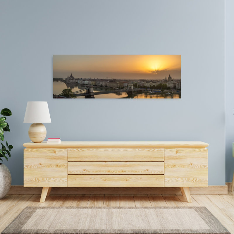 Budapest Golden Hour by Abhishek Dey - Wrapped Canvas Panoramic Print, 121.92 cm H x 40.64 cm W
