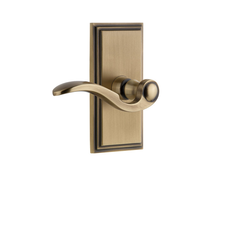 Grandeur Carré Plate Passage with Bellagio Lever, 2 3/8", Left Handed, Vintage Brass