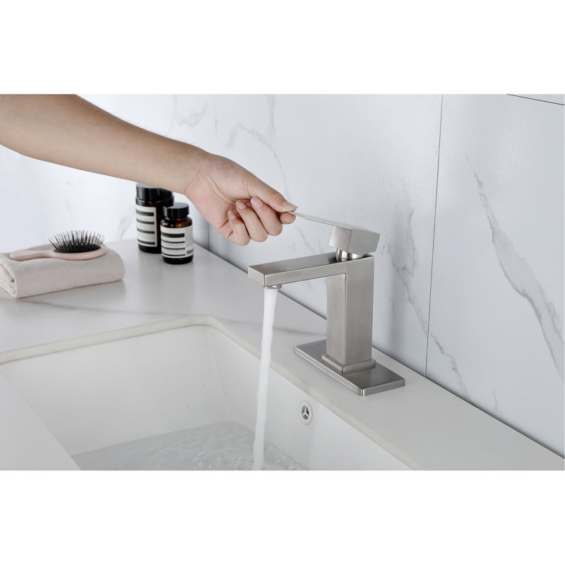Single Handle Bathroom Faucet And Pop - Up Drain With Overflow Function, Stainless Steel Build, Brushed Nickel Color, Less Water , Leak Proof Drain, Quick Assembly Steps Featuring Overflow, Body,