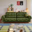 Canapé modulaire vert en cuir véritable-129181397