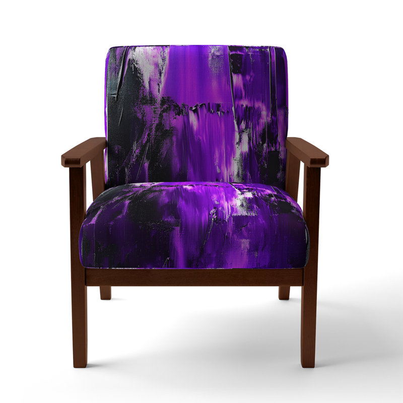 Fauteuil de 23 po de large Nicosha, Mauve / Noir, Accoudoirs carrés bruns