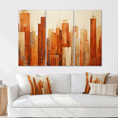 «Caramel Columns Skycrapers Dream I - Skyscrapers», ensemble de reproduction d'art mural