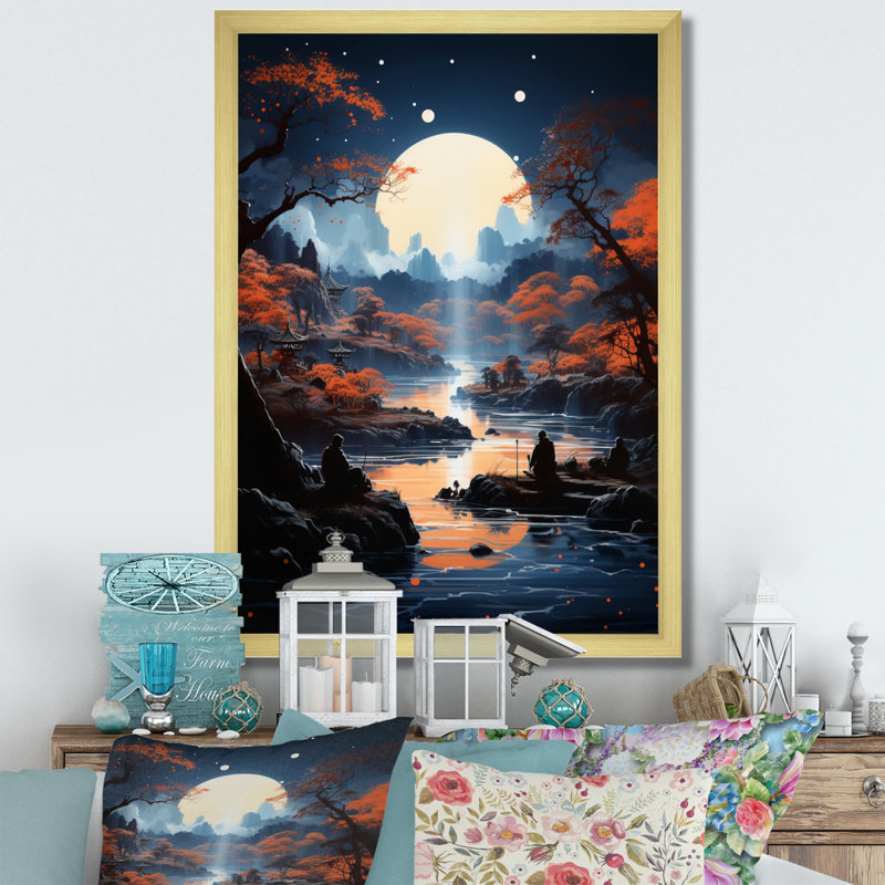 Labraya Japon Art Tsukimi Moon I - impression, H 20 po x l 12 po x P 1 po, Encadrement doré