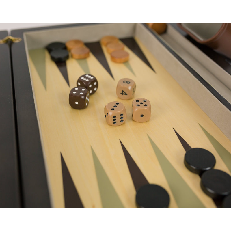 Premier Handcrafted Solid Wood Backgammon Set with Dark Veneer Finish