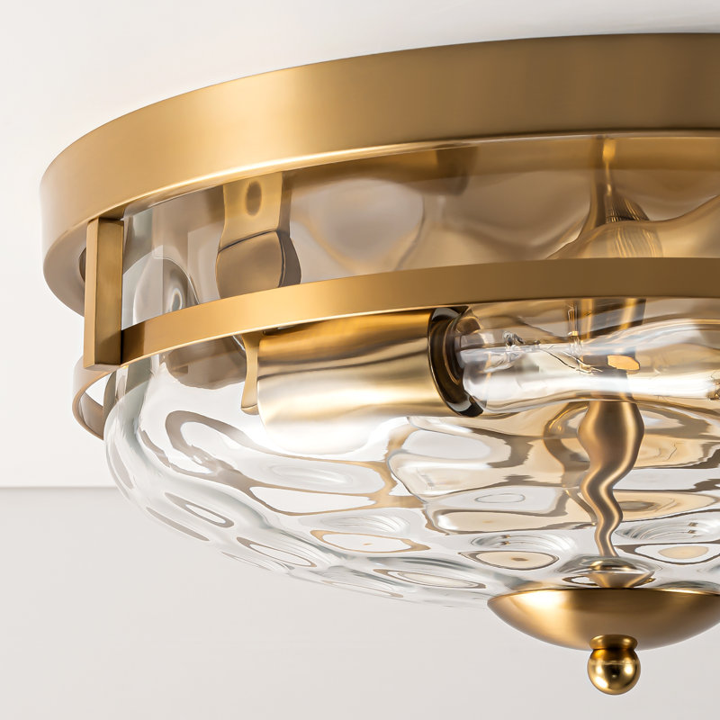 Plafonnier encastré Boatner avec verre martelé transparent, Or brossé