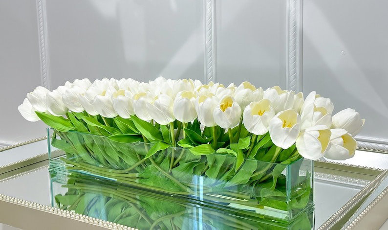 Tulip Stems in Vase, 10" H x 29" W x 29" D