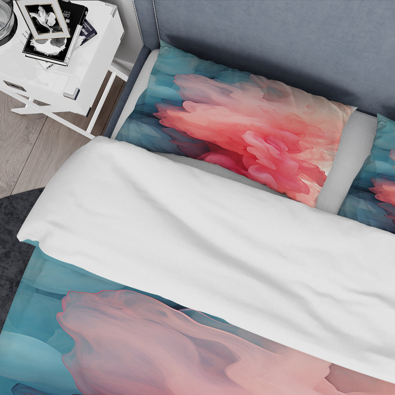 Ensemble de housse de couette abstraite Pink Polar Radiance Smoke II, Housse de couette pour très grand lit