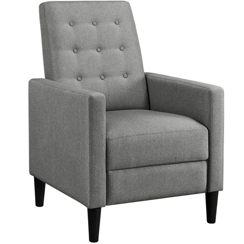 Single Reclining Chair With Adjustable Back & Footrest, Grey