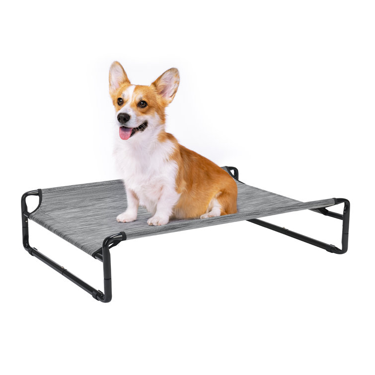 PawHut 44 Cooling Elevated Dog Bed, Foldable Raised Pet Cot, with Breathable Mesh, Indoor Outdoor Use, for Small & Medium Dog, Black