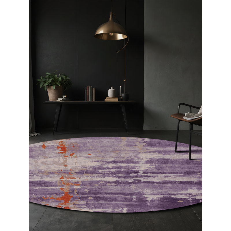 Tapis mauve lavable à la machine, Rond 6 pi