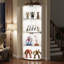 Vitrine d'angle avec portes en verre et lumières à DEL, porte-bouteilles de 62,6 po avec porte-verres, présentoir pour objets de collection
