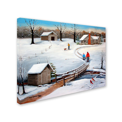 Old Springhouse In Winter Print on Wrapped Canvas