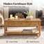 Table basse de style rustique Jeremie en bois massif de 120 cm de large avec poignées en métal-1019969063