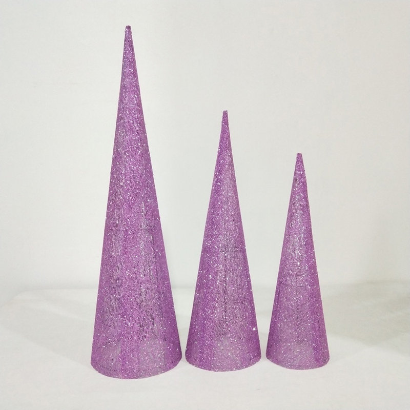 Paquet de 3 arbres coniques en filet, Mauve