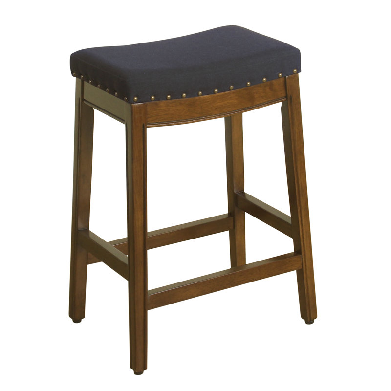Tabouret de comptoir 24 po Windham, Bleu minuit / cadre noyer foncé