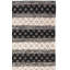 Tapis géométrique en jute / coton tissé à la main en fibres naturelles ivoire / noir-1308310389