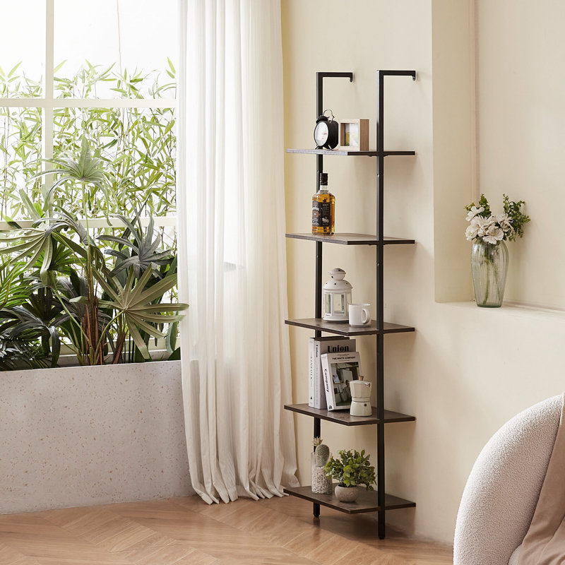 5 Piece Square Floating Shelf, 178cm H x 48cm W x 30cm D, Black/Vintage