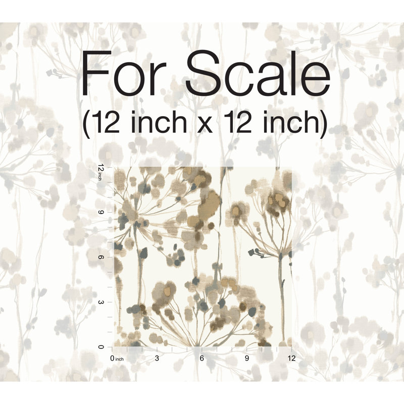 Flourish Floral Peel & Stick Wallpaper Roll, Non-Woven, Neutral