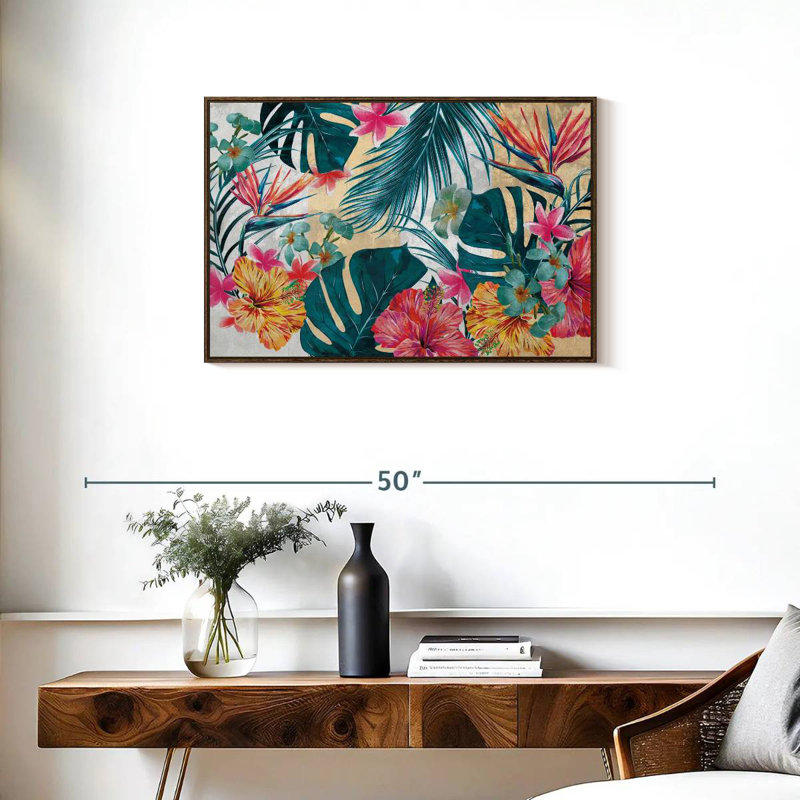 Flore tropicale, Cadre flottant en noyer, 31 po x 21 po
