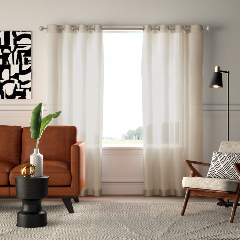 Carmille Semi-Sheer Grommet Curtain Panels, 54" W x 84" L, Beige