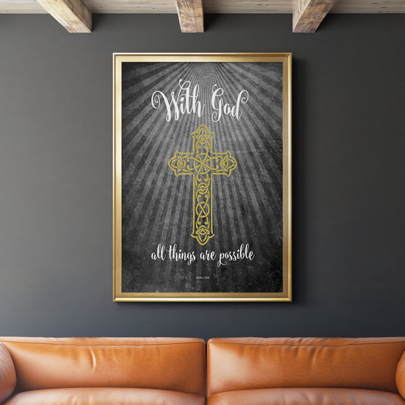 With God Gold - Toile encadrée de qualité supérieure prête à accrocher, Cadre doré, H 42,5 po x l 30,5 po x P 1 po