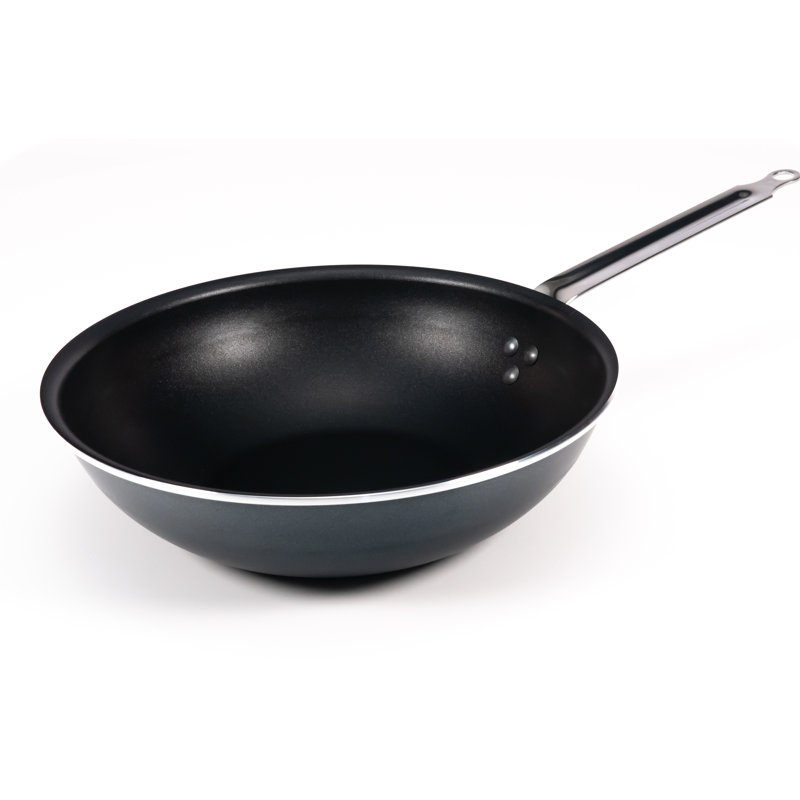 Wok en aluminium anticollant 11" anti-adhérent anodisé matfer bourgeat