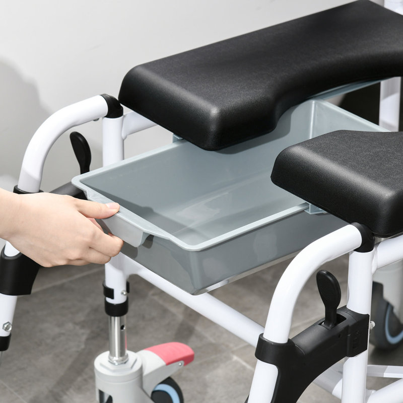Aide à la mobilité, siège de 17 po de largeur, noir, imperméable, seau amovible pour fauteuil roulant médical pour personnes âgées avec roues, pour personnes à mobilité réduite